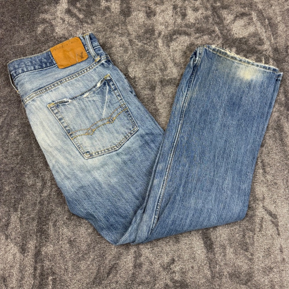 Vintage American Eagle Jeans Mens 34x32 Blue Bootcut Denim Distressed Y2K